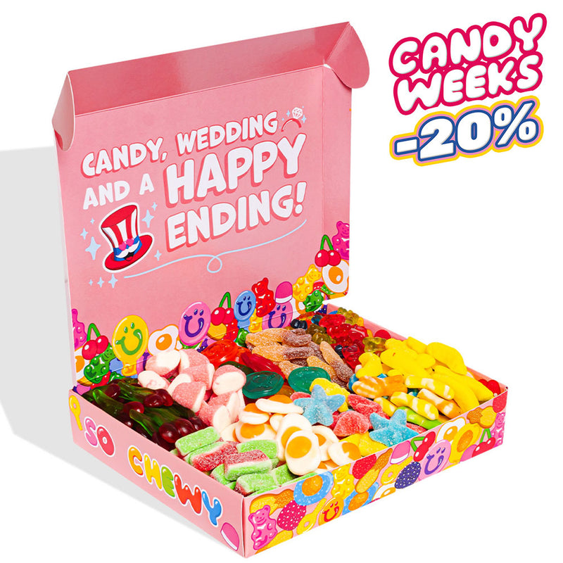 Candy box "Bride to be Happy", boîte de bonbons gommeux à composer avec les préférées de la mariée