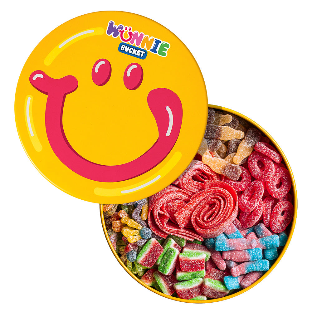 Wunnie Bucket fizzy mix avec focus sur des bonbons gélifiés sucrés