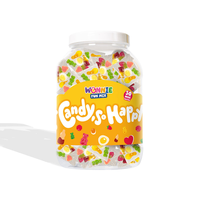 Wunnie Fun Mix, pot avec sachets individuels de bonbons gélifiés aux saveurs assorties (30 ou 60 pcs) 