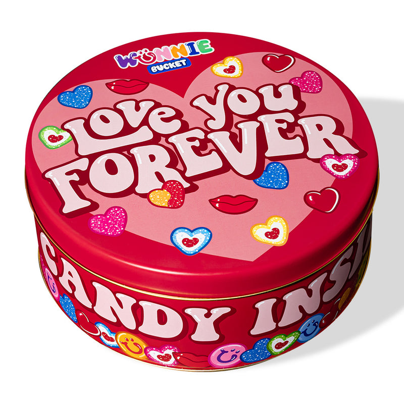 Wunnie Bucket «Love You Forever», boîte de bonbons gélifiés de 3 kg à composer avec les saveurs préférées de votre moitié 