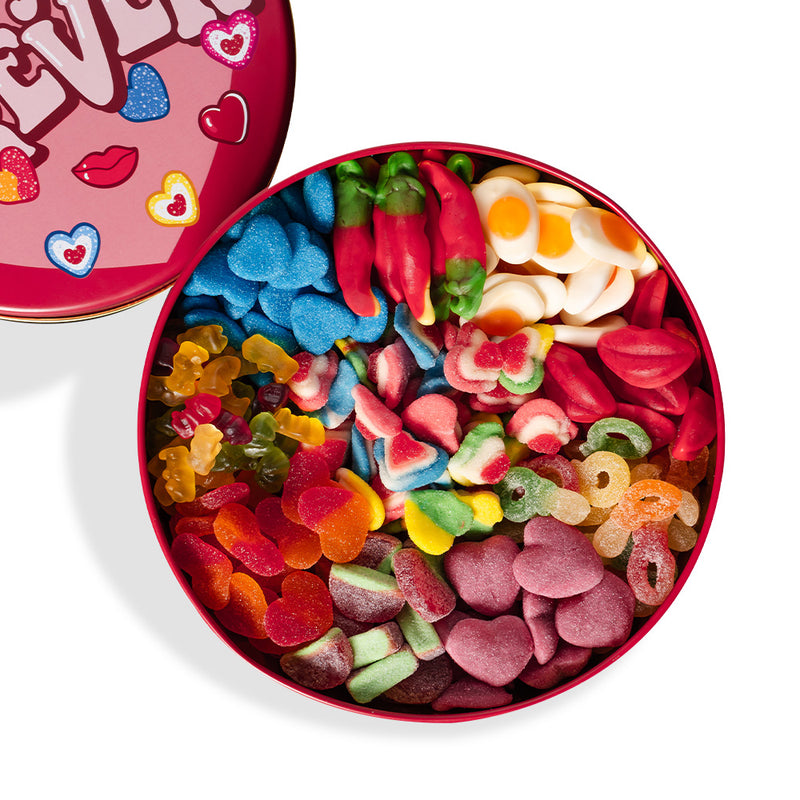 Wunnie Bucket «Love You Forever», boîte de bonbons gélifiés de 3 kg à composer avec les saveurs préférées de votre moitié 