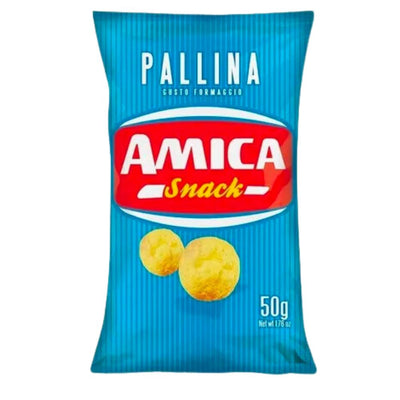 Confezione da 50g di patatine al formaggio Amica Chips Palline 