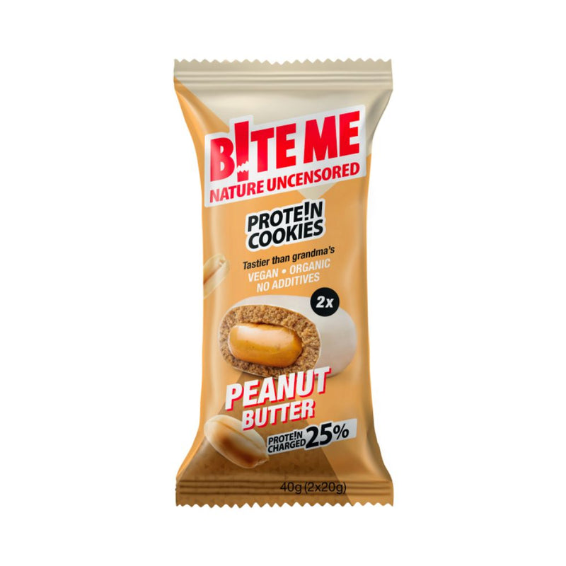 Confezione da 40g di biscotti proteici con crema alle arachidi Bite Me Protein Peanut Butter