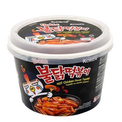 Confezione da 185g di pasta di riso al sapore di pollo piccante Samyang Buldak Hot Chicken Topokki