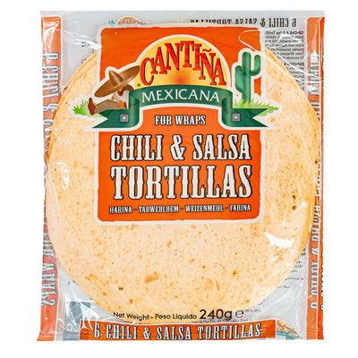 Confezione da 240g di tortillas al gusto chili Cantina Mexicana Chili & Salsa