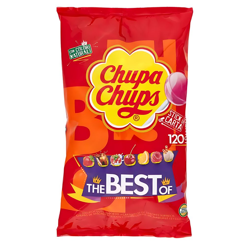 Chupa Chups The Best Of Assorted Flavor, sucettes aux différentes saveurs de 12g (Paquet de 120) 