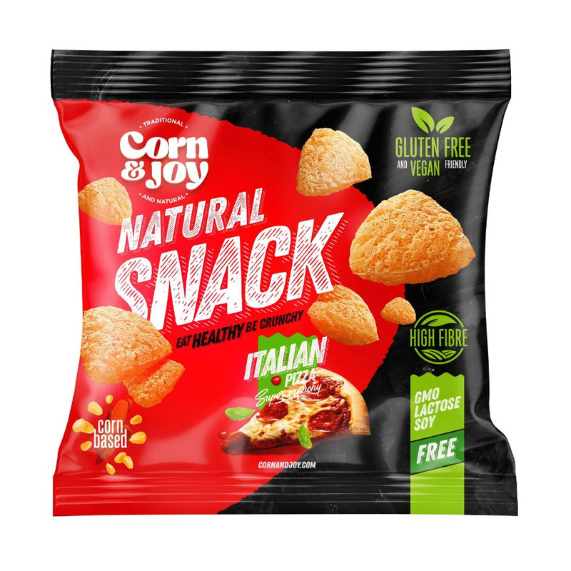 Confezione da 40g di snack di mais al gusto pizza Corn Joy