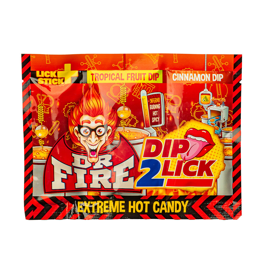 Confezione da 18g di lecca lecca con polverina piccante Dr Fire Dip 2 Lick