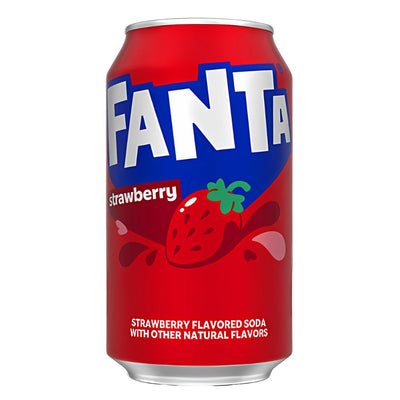 Confezione da 355ml di bevanda alla fragola Fanta Strawberry