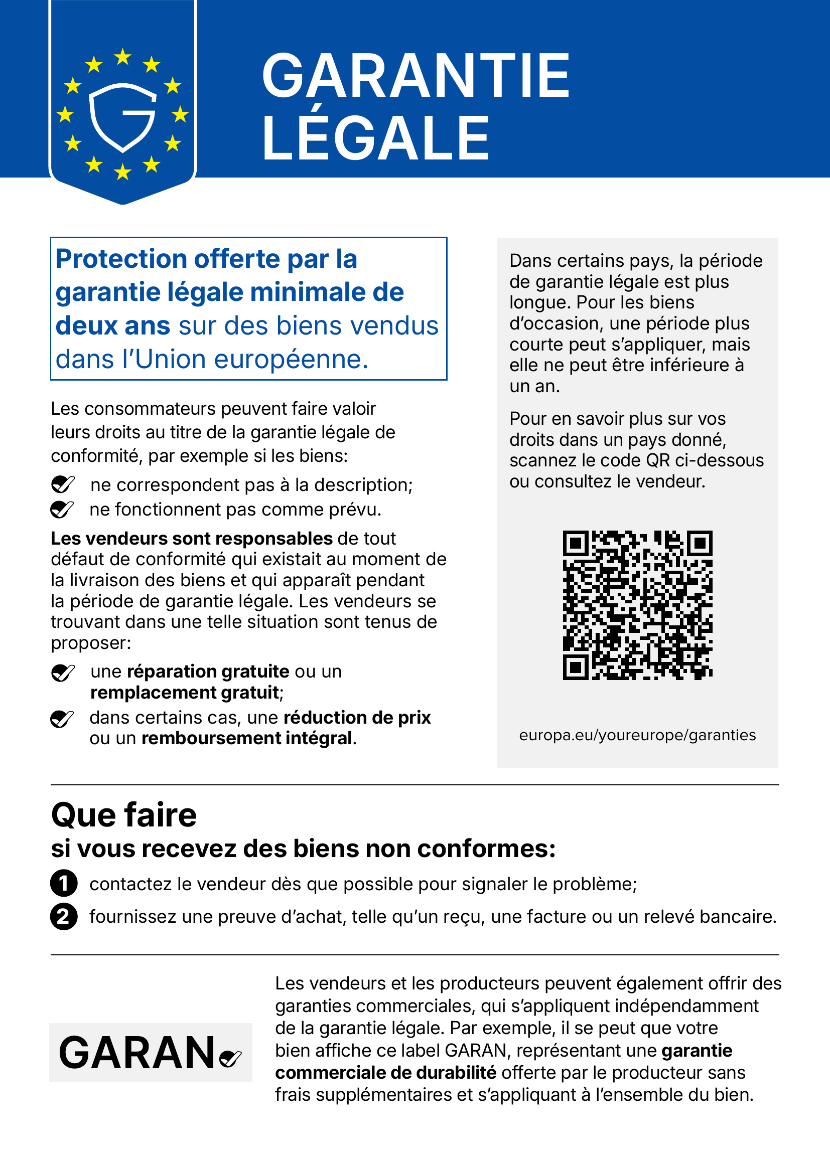 Legal guarantee notice (FR)