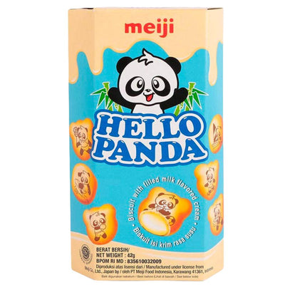 Confezione da 42g di biscotti ripieni di crema al latte Hello Panda Meiji