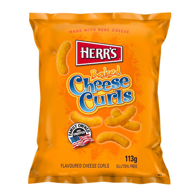 Confezione di patatine Herr's baked Cheese Curls da 113g