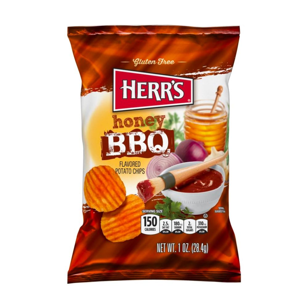Herr's Honey BBQ Potato Chips - chips au miel et sauce barbecue de 30g ...