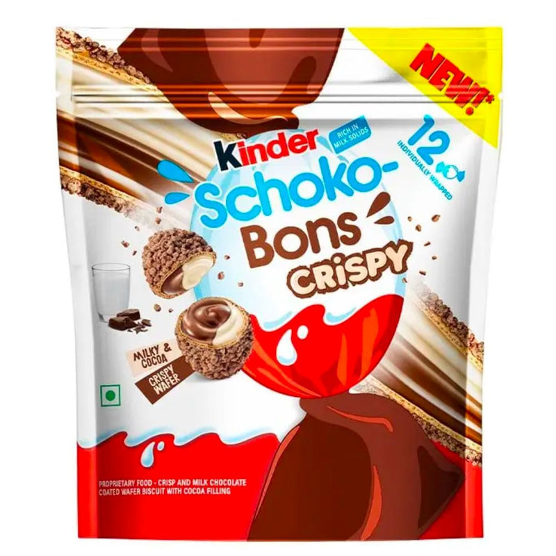 Kinder Schoko Bons Crispy, œufs en gaufrette fourrés de crème au lait et chocolat de 67g