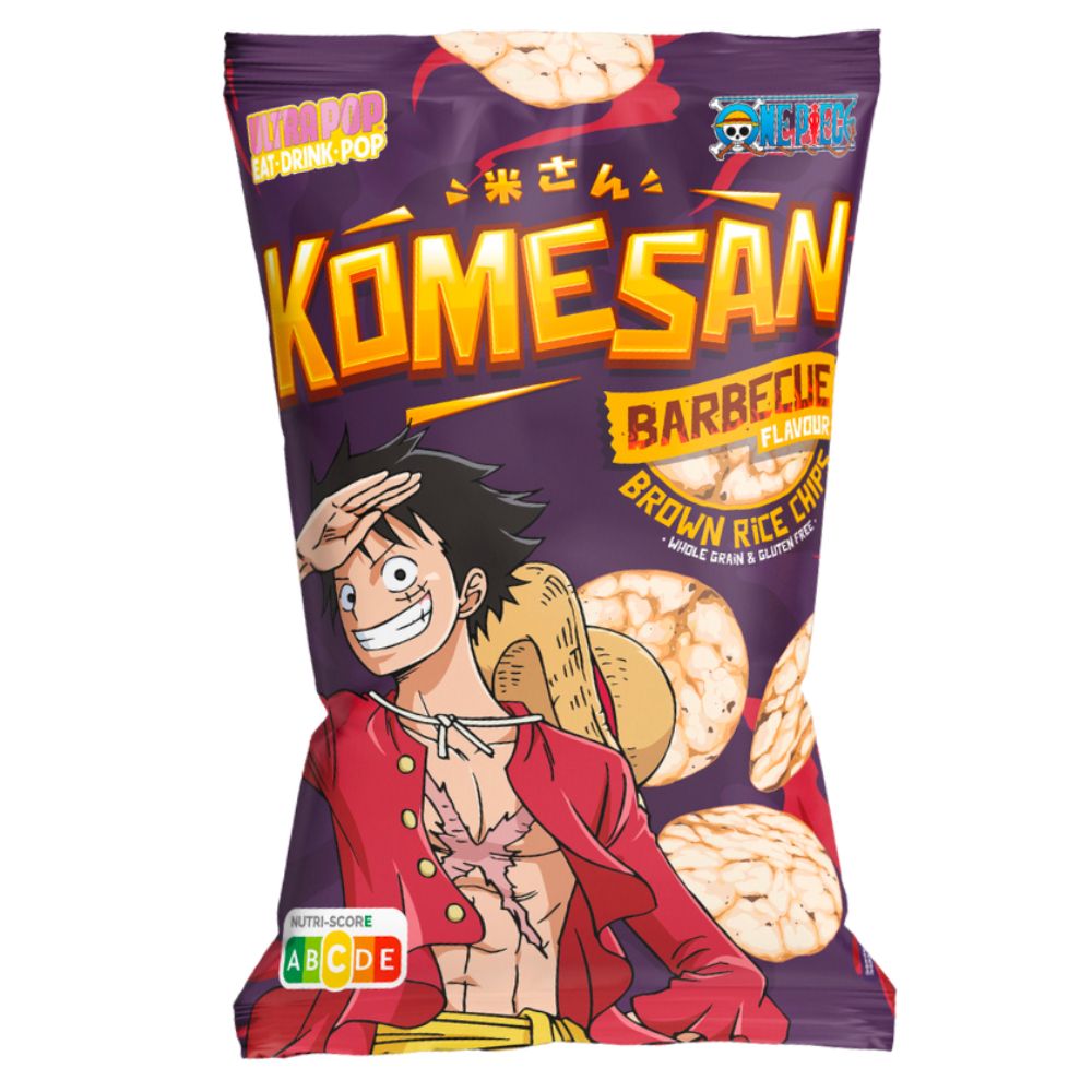 Ultra Pop Komesan Barbecue Luffy One Piece, chips de riz saveur barbecue de 60g 
