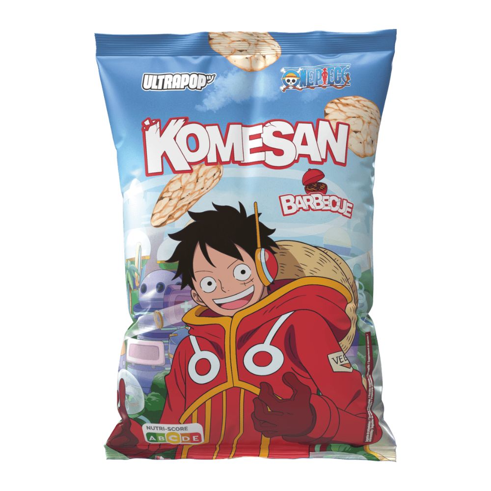 Ultra Pop Komesan Barbecue Luffy One Piece, chips de riz saveur barbecue de 60g 