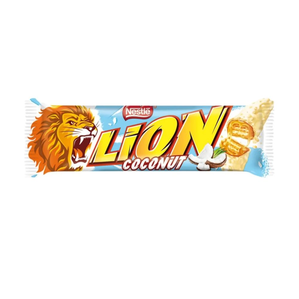 Lion Coconut - wafer ricoperto di cioccolato bianco con crema al cocco ...