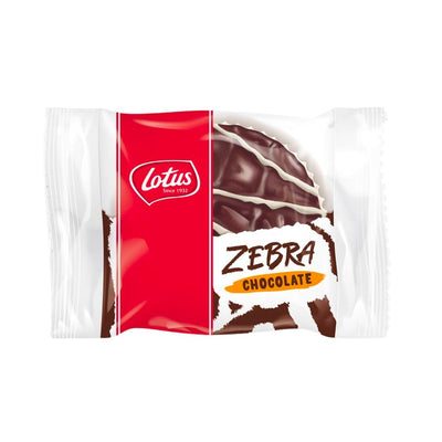 Confezione da 38g di tortina con glassa al cioccolato Lotus Zebra