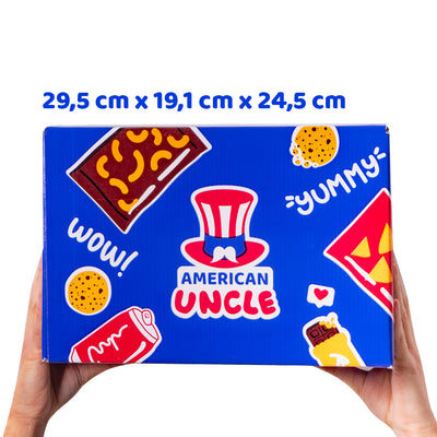 Snack box d'au moins 40 produits internationaux : sucrés, salés et boissons