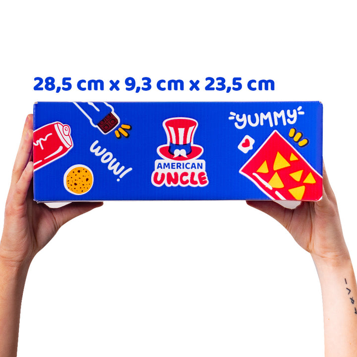 Snack box d'au moins 20 produits internationaux : sucré, salé et boissons 