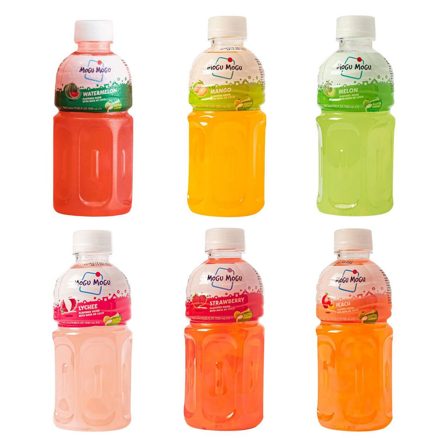 Mogu Mogu Kit, 6 boissons au goût pastèque, mangue, melon, litchi, fraise et pêche