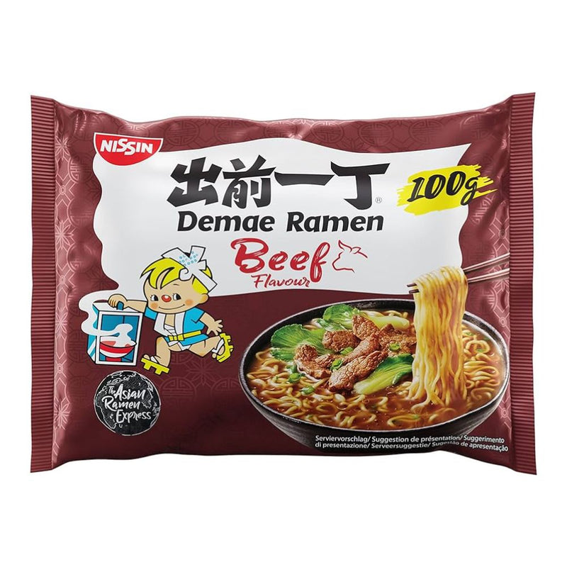 Confezione da 100g di noodles al manzo Nissin Beef