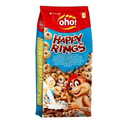 Confezione da 175g di cereali al cacao Happy Rings