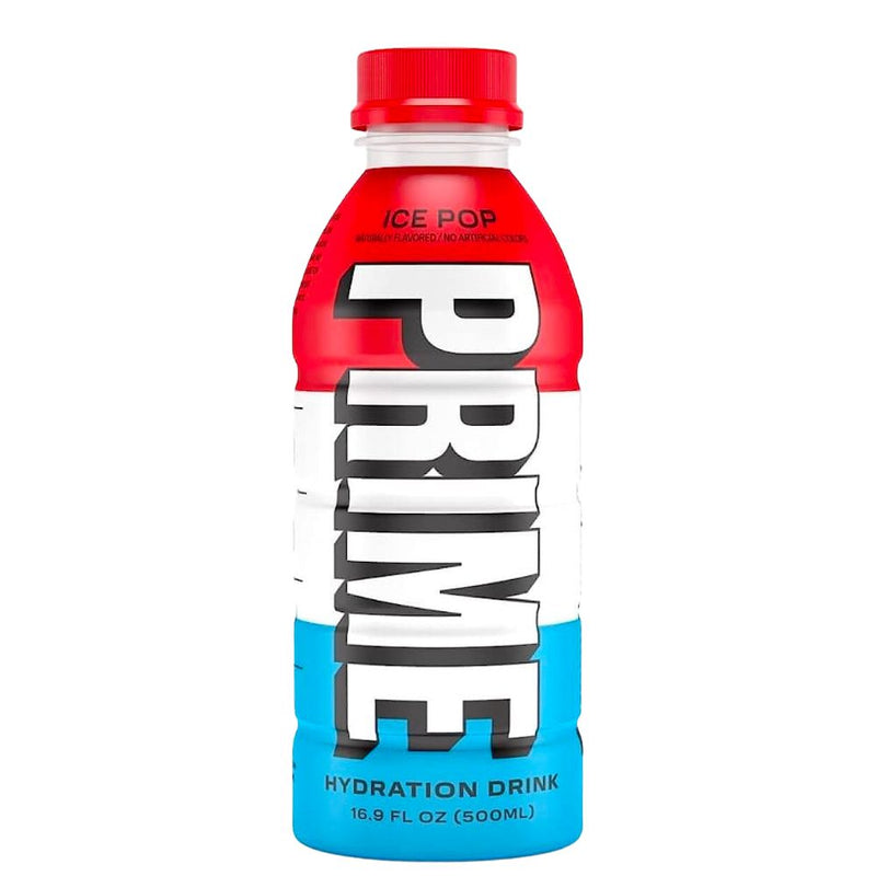 Confezione da 500ml di energy drink di Logan Paul al gusto di ghiacciolo Prime Ice Pop