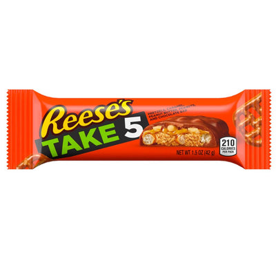Reese's Take 5, barretta al cioccolato con pretzel, burro d'arachidi e arachidi croccanti da 42g