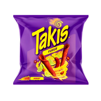 Confezione da 40g di riccioli di tortillas piccanti Takis Fuego