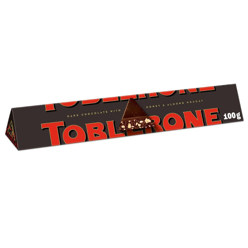 Confezione da 100g di barretta al cioccolato con miele e mandorle Toblerone