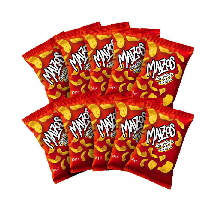 10 confezioni da 30g di chips di mais Maizos