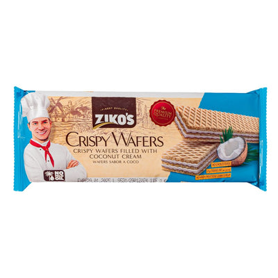 Confezione da 115g di wafer al cocco Ziko's Crispy Wafer Coconut