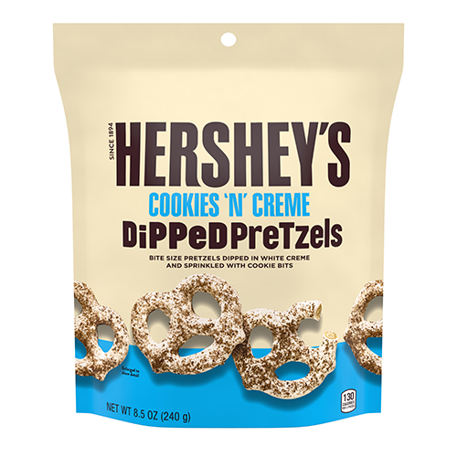 Hershey's Cookies'n'creme Dipped Pretzel, pretzel rivestiti di cioccolato bianco da 120g (4424949563489)