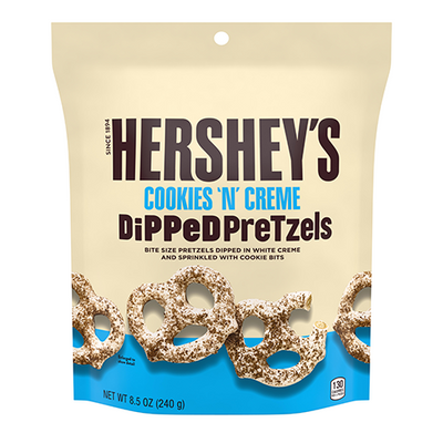 Hershey's Cookies'n'creme Dipped Pretzel, pretzel rivestiti di cioccolato bianco da 120g (4424949563489)