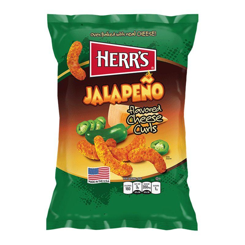 Herr's Jalapeño Cheese Curls, patatine piccanti gusto jalapeño da 28g (1954237841505)