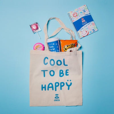 Shopper Cool to be Happy, sac en coton résistant couleur havane, 35x40cm