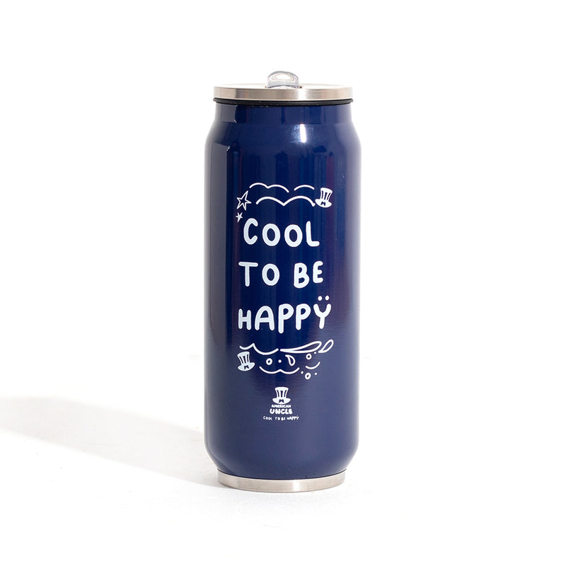 Borraccia Cool to be Happy, bouteille en acier bleu de 500ml avec paille antibactérienne intégrée