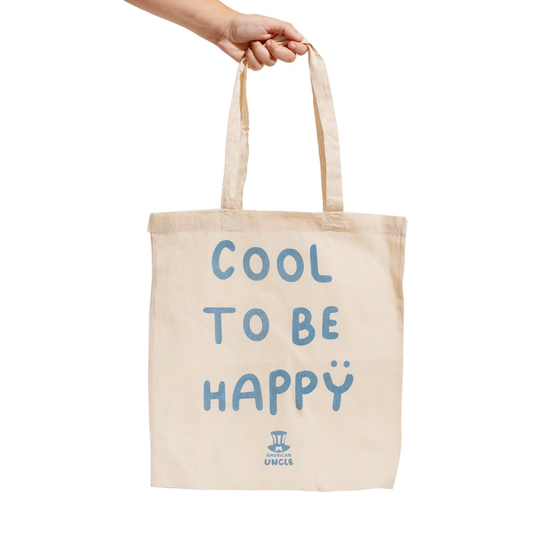 Shopper Cool to be Happy, sac en coton résistant couleur havane, 35x40cm