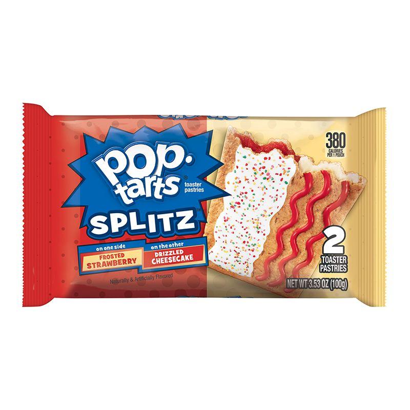 Pop Tarts Splitz Frosted Strawberry Drizzled Cheescake, biscotto ripieno al gusto di fragola e cheesecake da 100g (1977192218721)