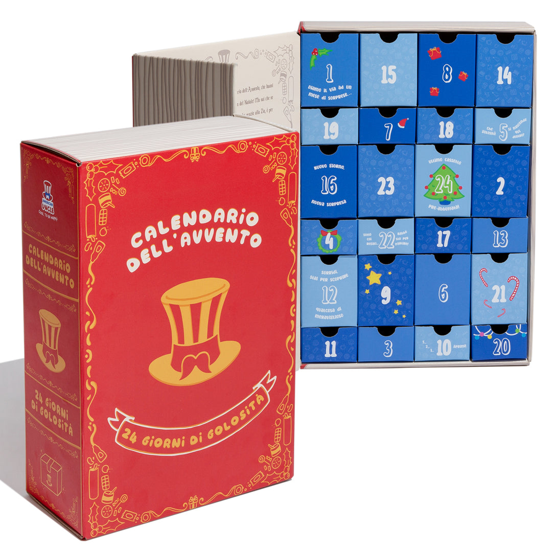 Calendrier de l'Avent Vintage, boîte de +24 snack douceurs et salés surprises 