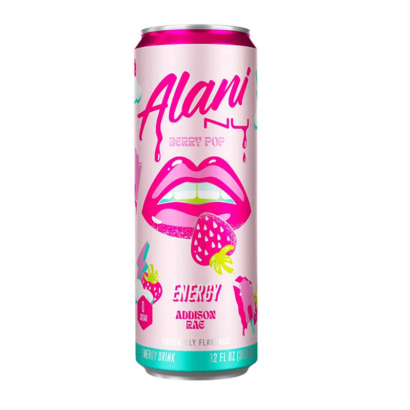 Alani Nu Energy Berry Pop Addison Rae Zero Sugar, boisson énergétique au goût de fruits des bois de 355ml