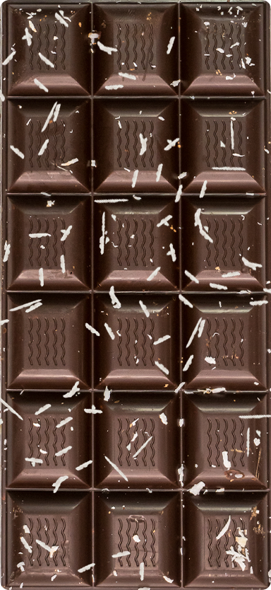 ChocoLetter Dark Choco & Coconut, tablette de chocolat noir artisanal avec éclats de noix de coco de 100g 