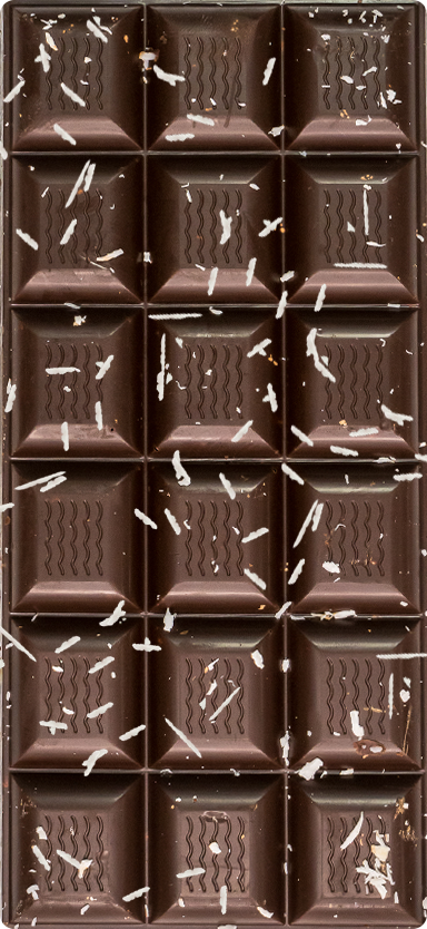 ChocoLetter Dark Choco & Coconut, tablette de chocolat noir artisanal avec éclats de coco de 100g