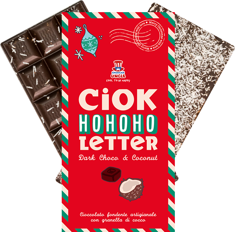 ChocoLetter Dark Choco & Coconut, tablette de chocolat noir artisanal avec éclats de noix de coco de 100g 