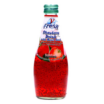 Fresh Strawberry Drink with Basil Seed