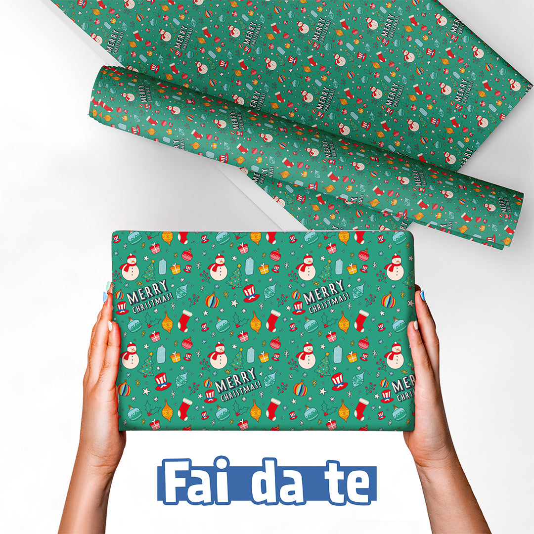 Papier cadeau avec motif de Noël, 1 feuille de 68x98cm 