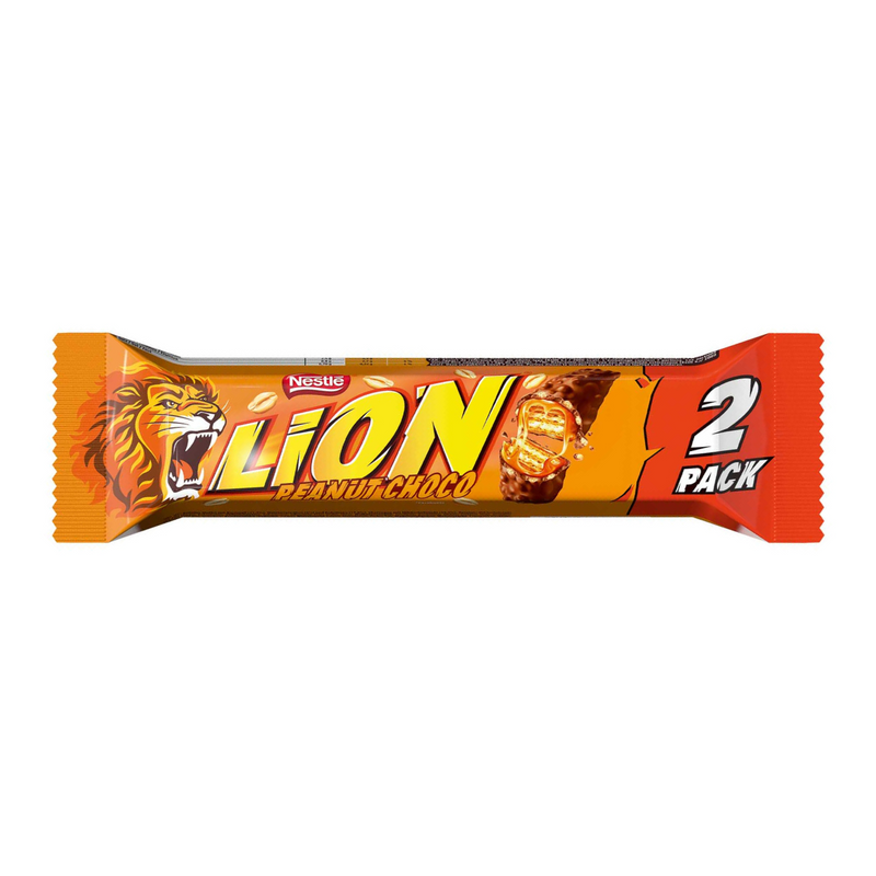 Lion Peanut Butter Choco, 2 barres de chocolat fourrées au beurre de cacahuètes de 62g