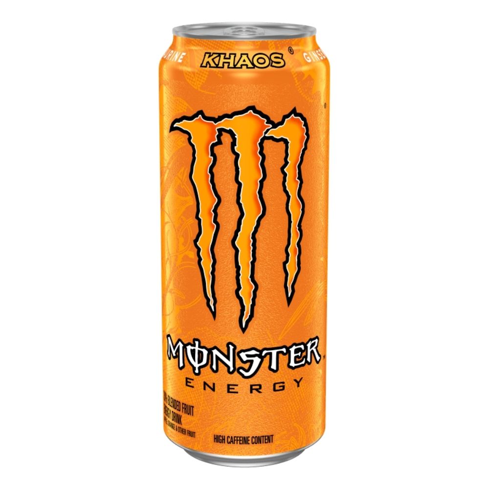(Monster non de collection, endommagée) Monster Energy Khaos, boisson énergétique à l'orange de 335ml 