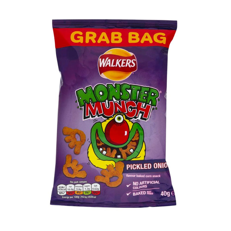 Confezione da 40g di patatine alla cipolla Monster Munch Pickled Onion